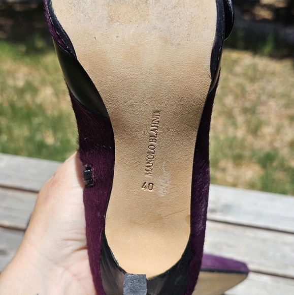 Manolo Blahnik purple cowhide ankle boots - Picture 8 of 9